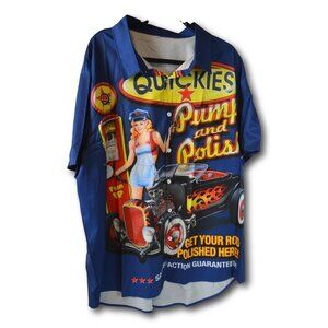 Men’s Button Up Shirt Quickies Pump & Polish Hot Rod Pinup Graphic 3XL